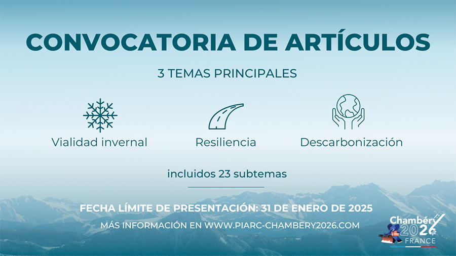 Invitación a presentar artículos del 17º Congreso Mundial de Vialidad Invernal y Resiliencia de la carretera Chambéry 2026